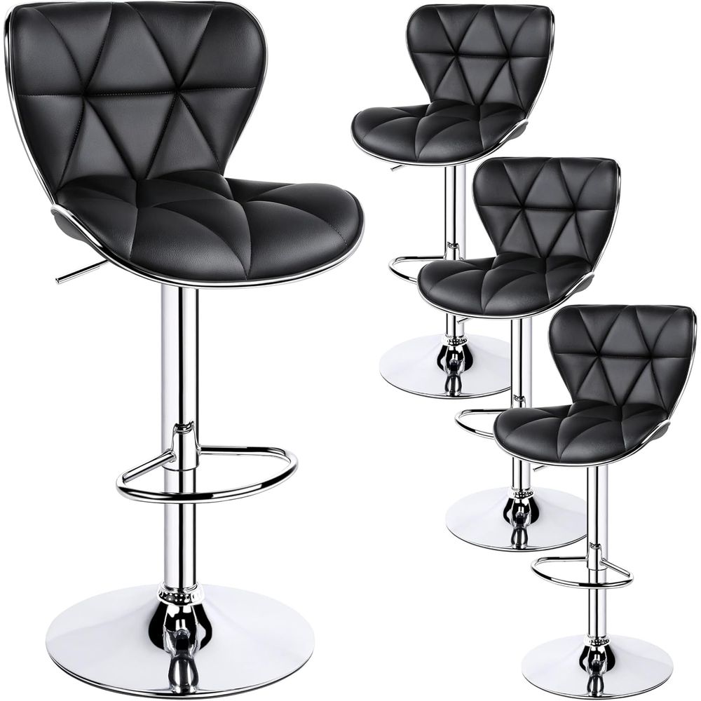 Home Bar Stools - Set of 4 Adjustable Swivel Bar