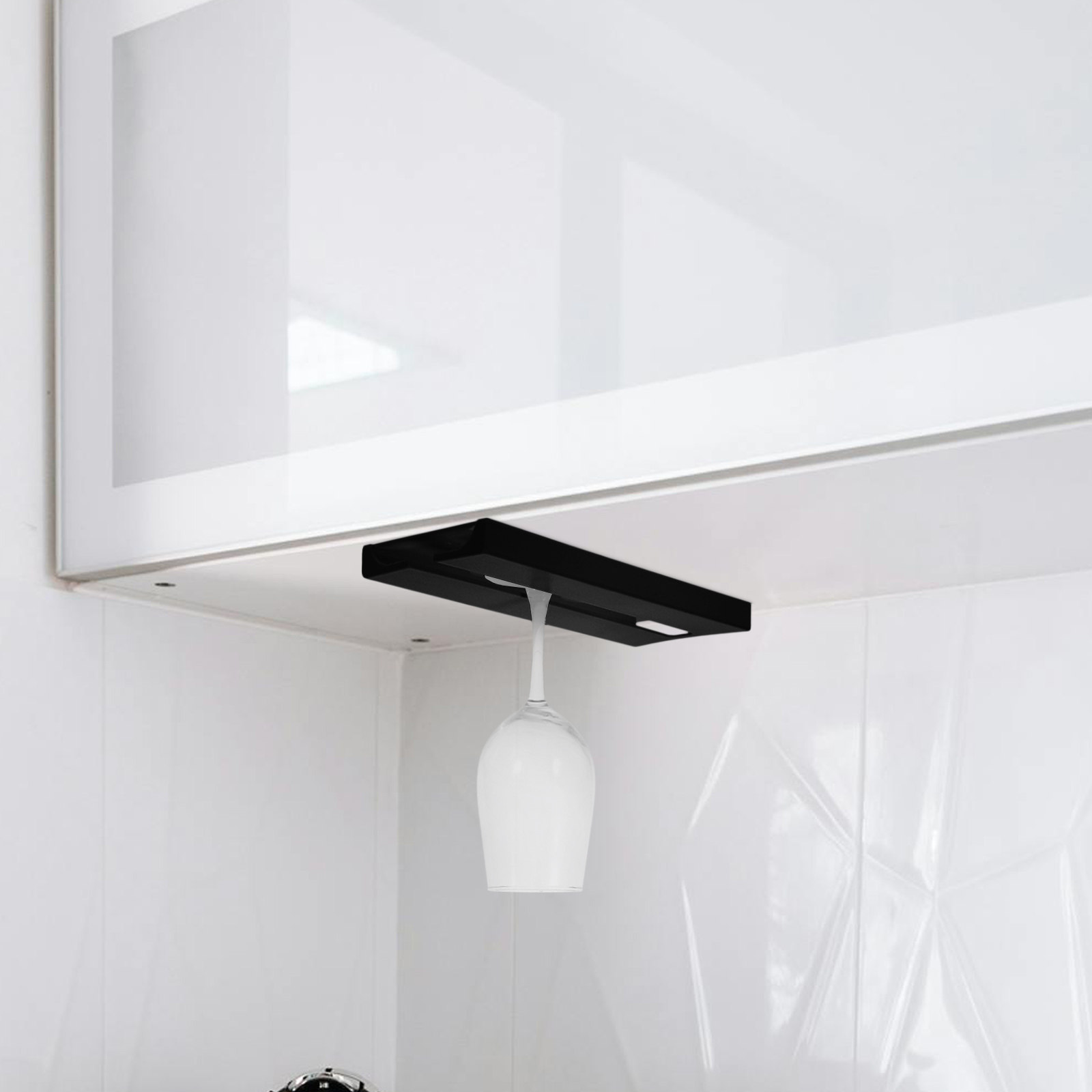 Home Bar And Cabinet - Under Cabinet Hanging Wine Glass Holder