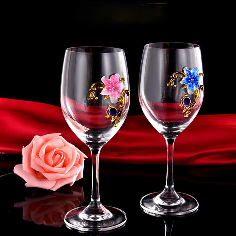 Highball Glass Set - Elegant Enamel Red Wine Glasses Set