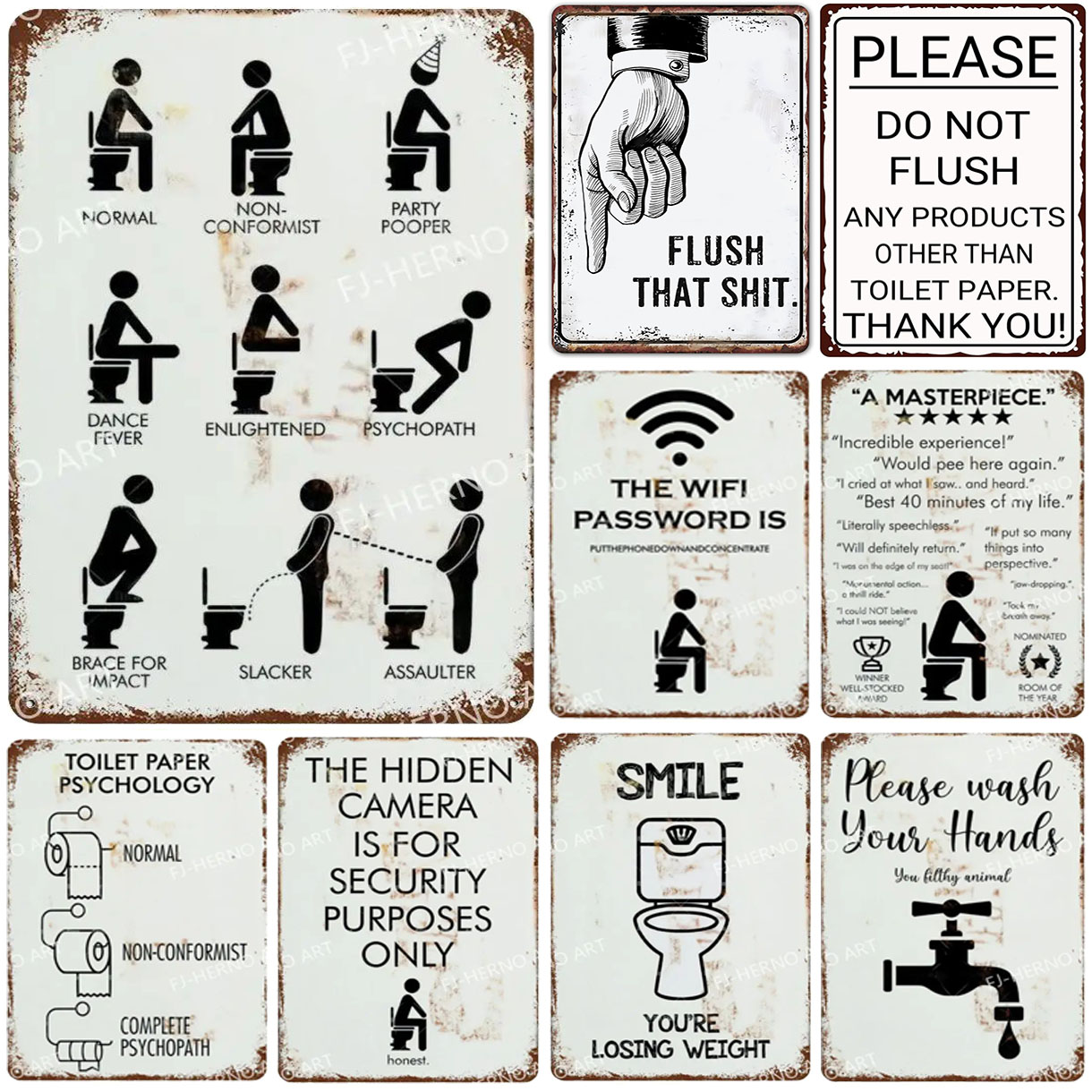 Home Bar Cafe - Attention Metal Tin Sign Washing Room