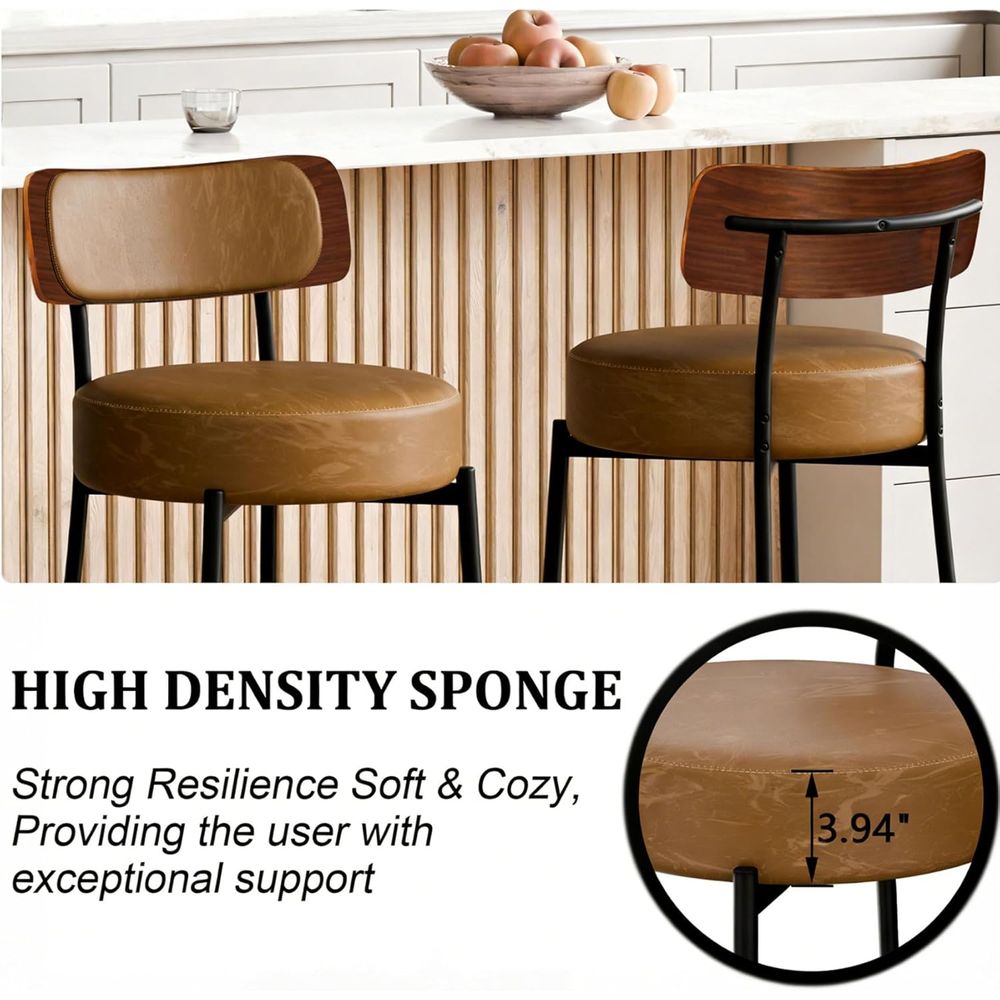 Brown Bar Stools Set o 3, Leat - Home Bar Stools ulasan dan harga