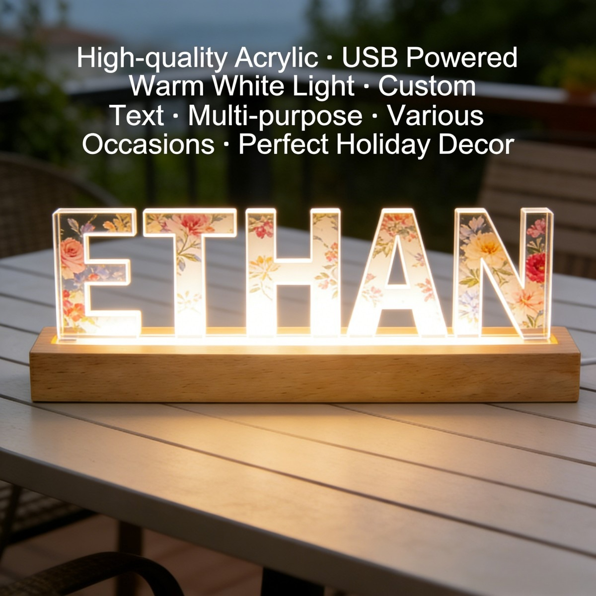 1pc Custom Text Floral Acrylic - Home Bar Cafe ulasan dan harga