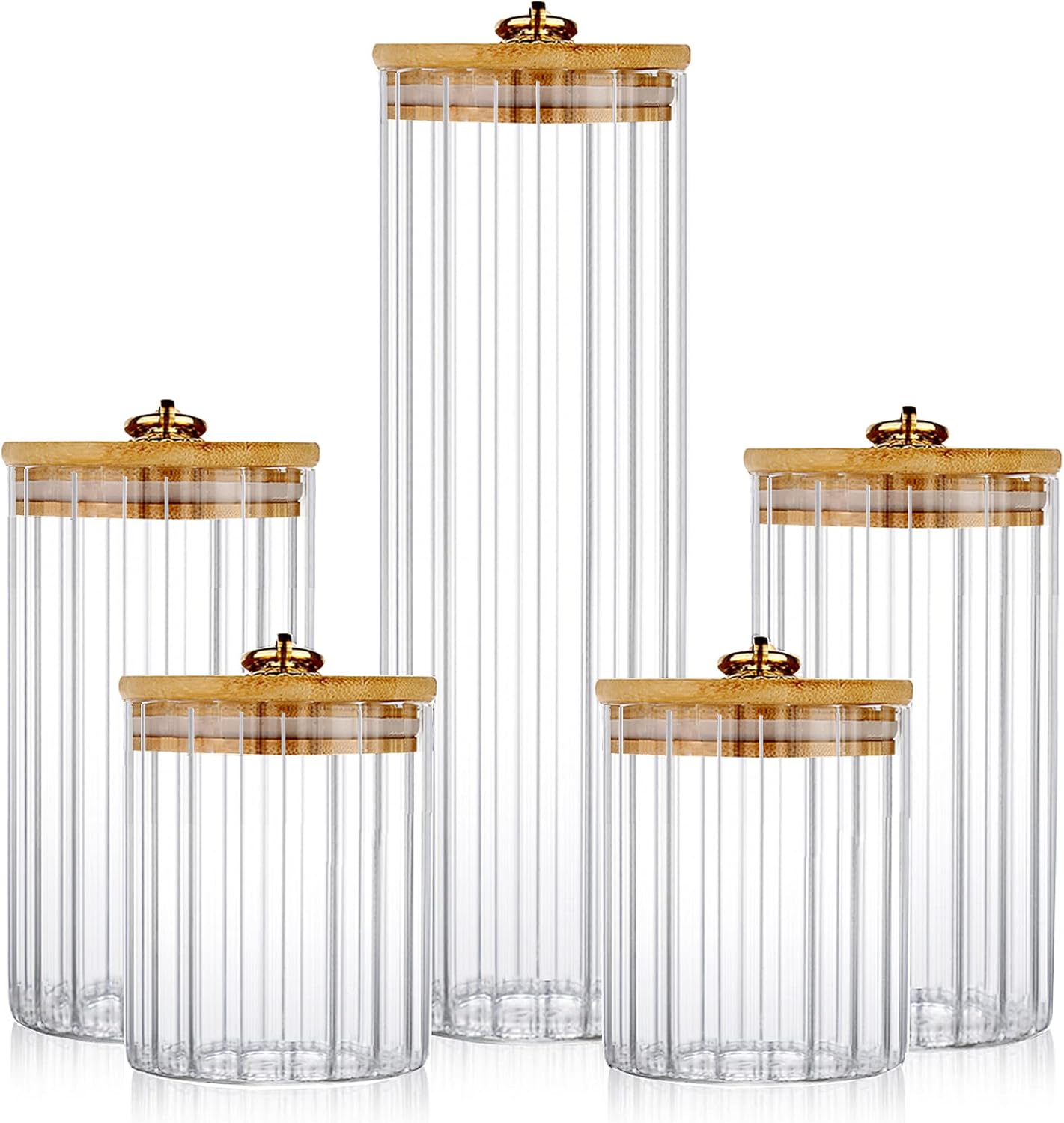 Glass Storage Jars Set of 5, D - Home Bar And Coffee ulasan dan harga