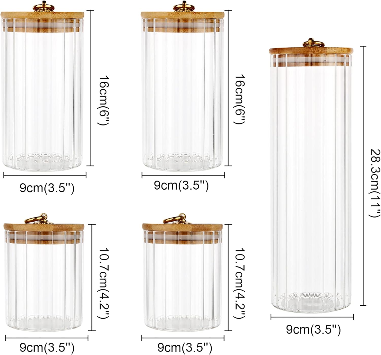 Glass Storage Jars Set of 5, D - Home Bar And Coffee ulasan dan harga