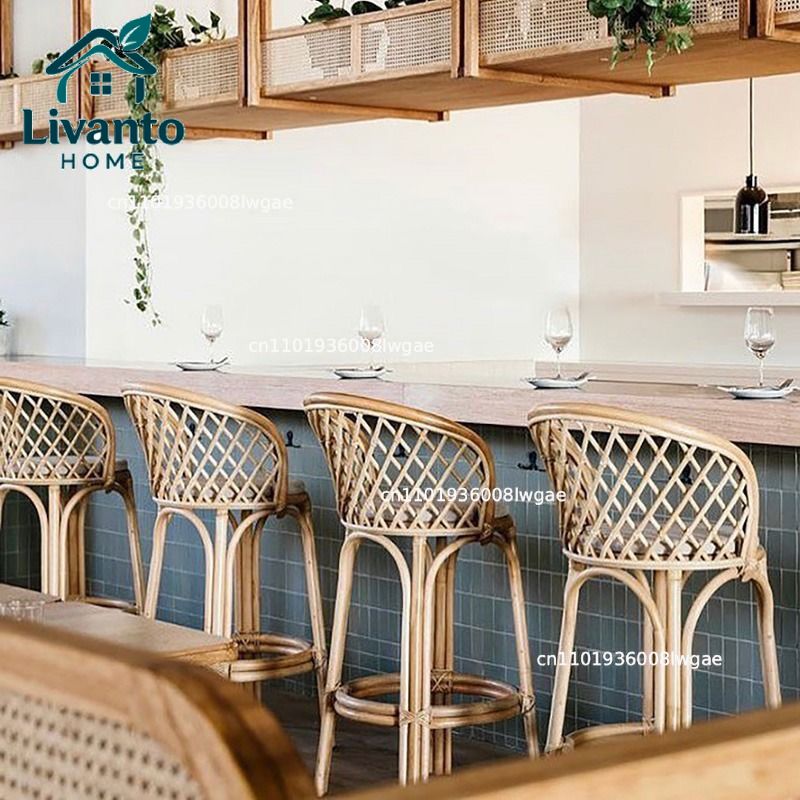 Natural Rattan Bar Stools with - Home Bar Seating ulasan dan harga