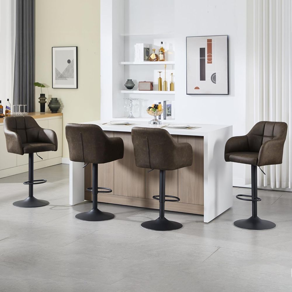 Set of 4 Swivel Leather Bar St - Home Bar Stools ulasan dan harga