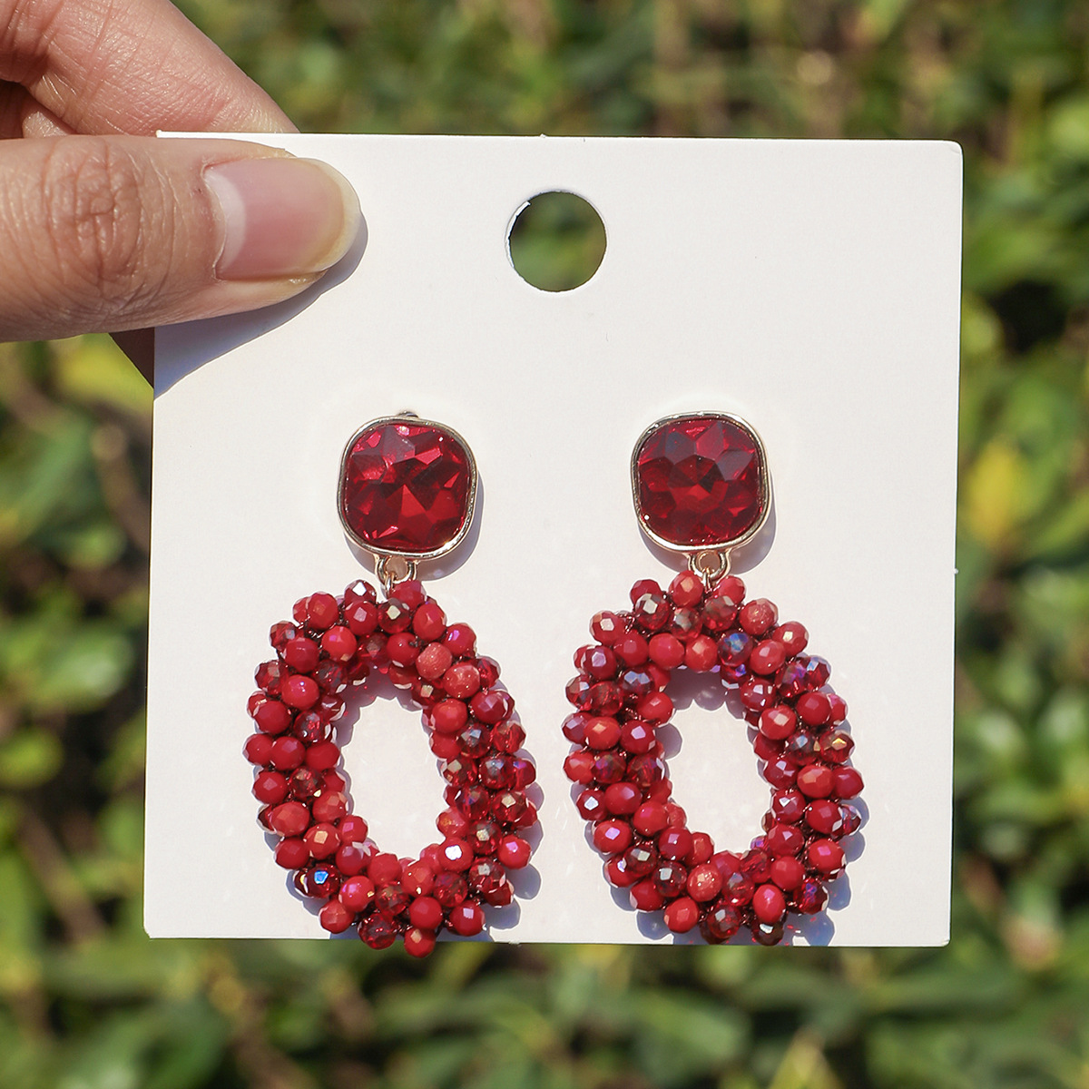 ZGMXR Rice bead earrings Circl - Old Fashioned Glass ulasan dan harga