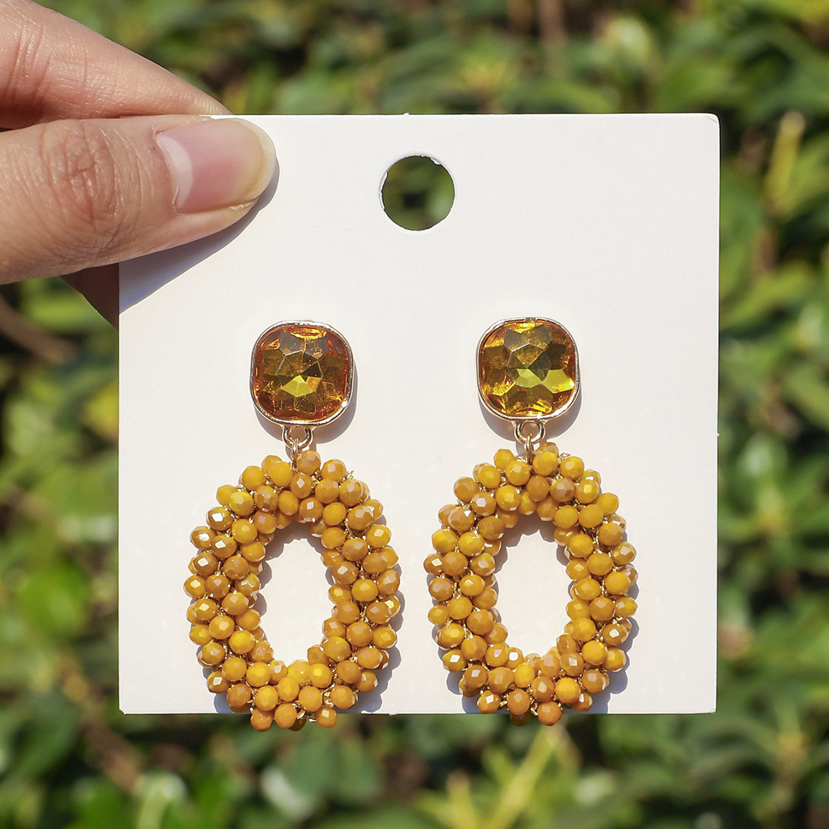 ZGMXR Rice bead earrings Circl - Old Fashioned Glass ulasan dan harga