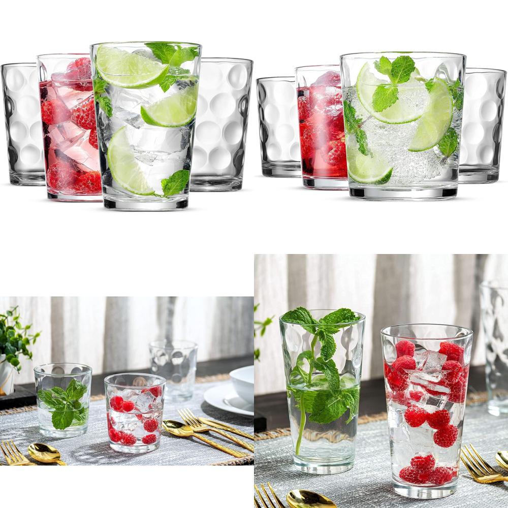 12-Piece Elegant Stackable Gla - Highball Glass Set ulasan dan harga