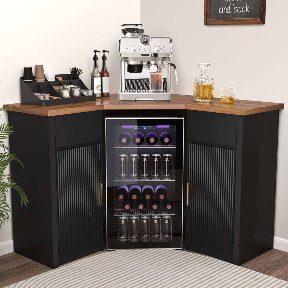 Corner Bar Cabinet with Fridge - Home Bar And Fridge ulasan dan harga