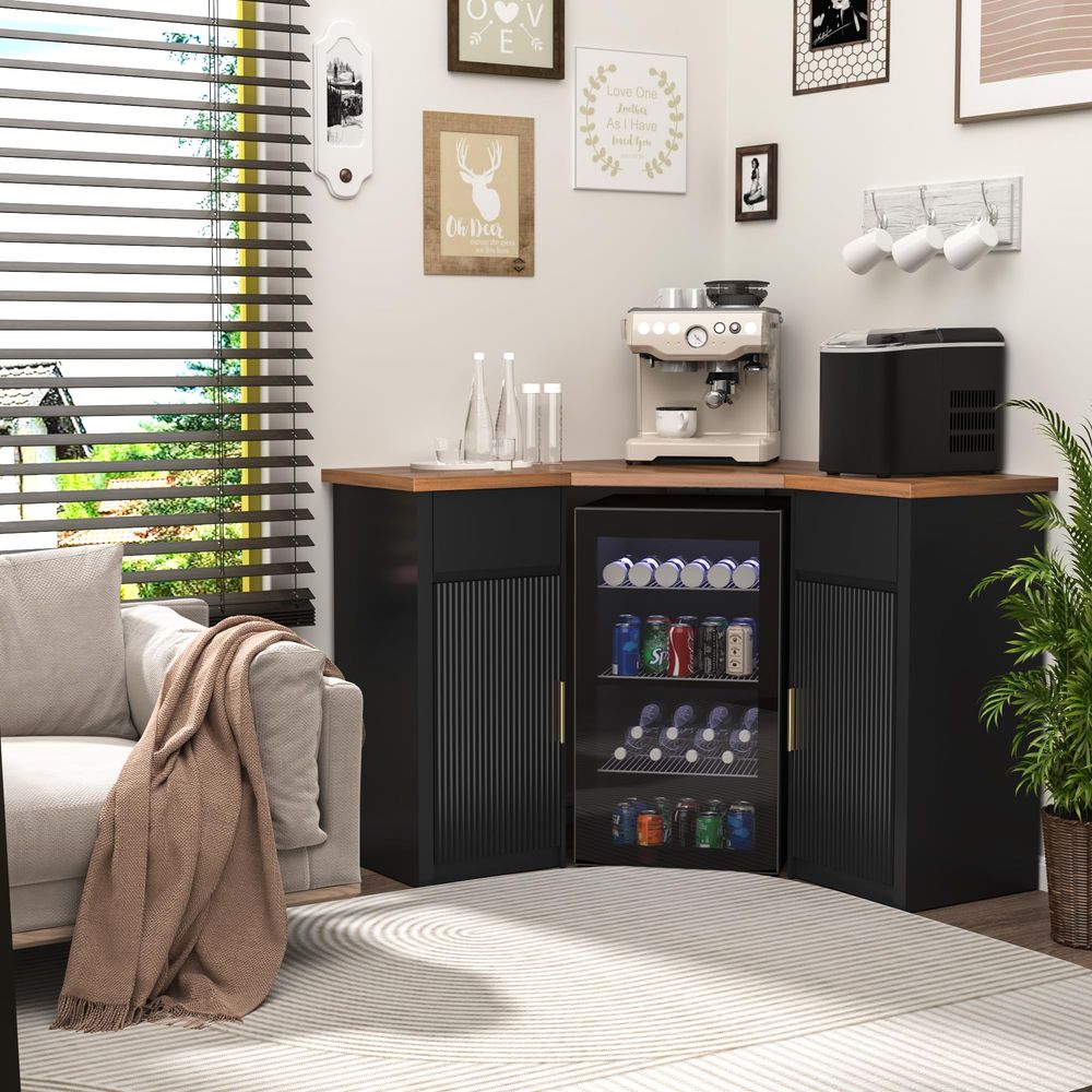 Corner Bar Cabinet with Fridge - Home Bar And Fridge ulasan dan harga