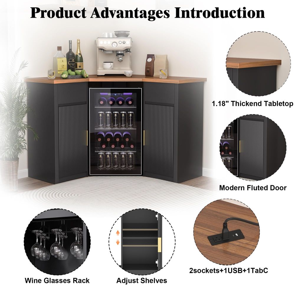 Corner Bar Cabinet with Fridge - Home Bar And Fridge ulasan dan harga