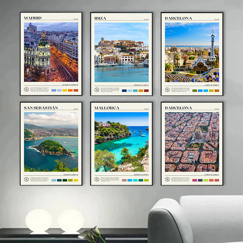 Spain Travel Scenery Poster Se - Home Barcelona ulasan dan harga