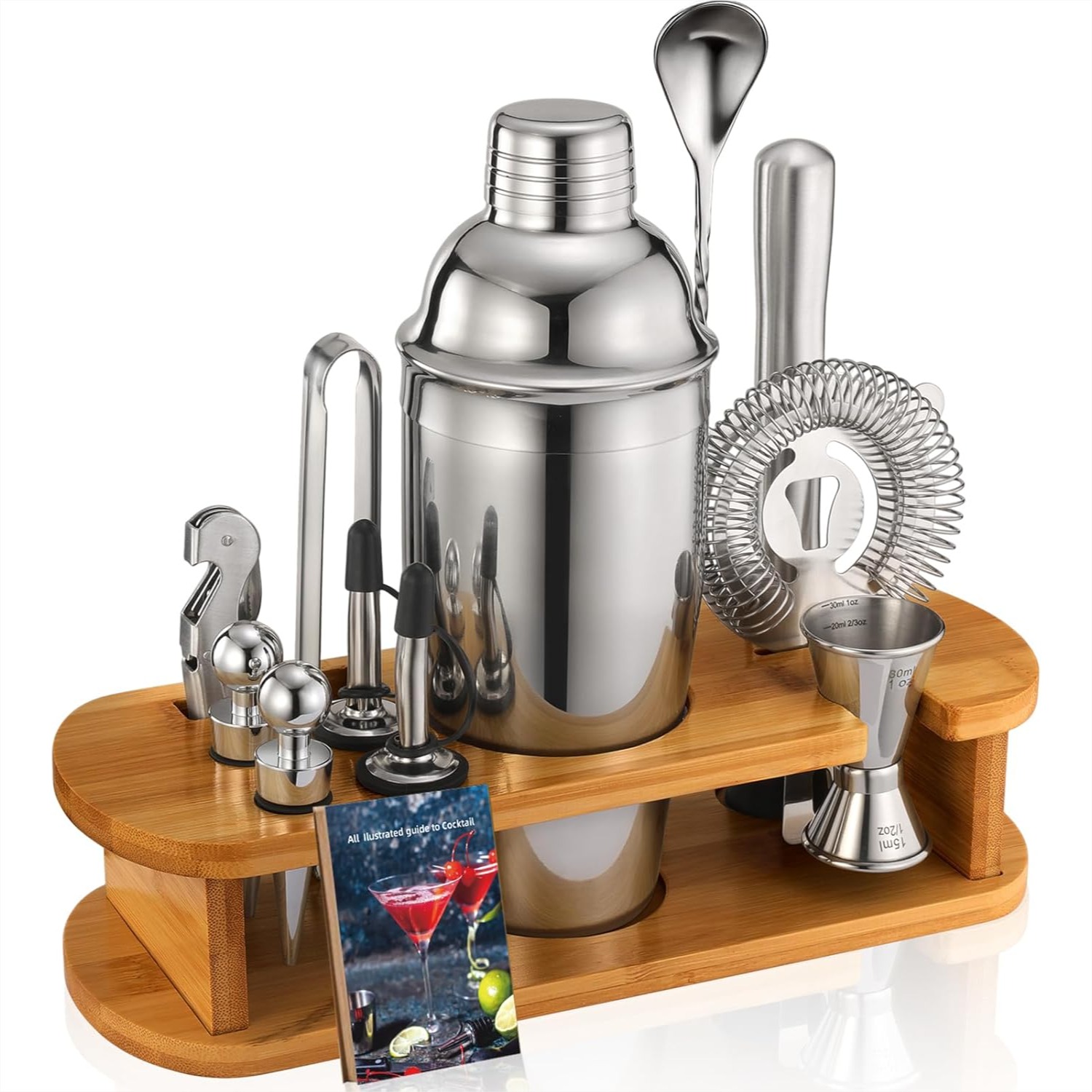 13-Piece Cocktail Shaker Set W - Cocktail Recipe Book ulasan dan harga