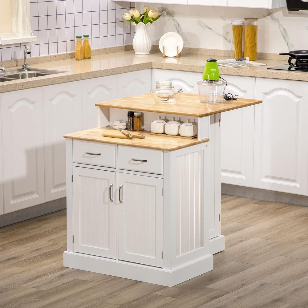White Kitchen Island with Stor - Home Bar And Cabinet ulasan dan harga