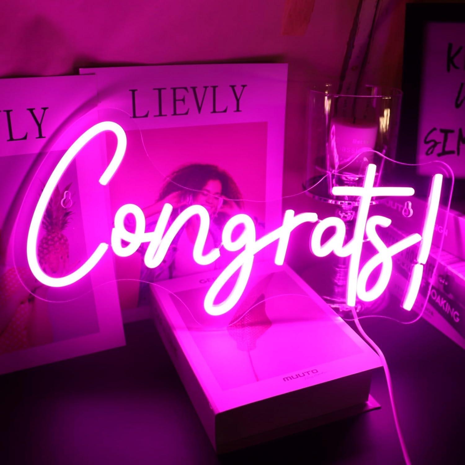 Congrats Neon Sign LED Word Li - Home Bar Signs ulasan dan harga