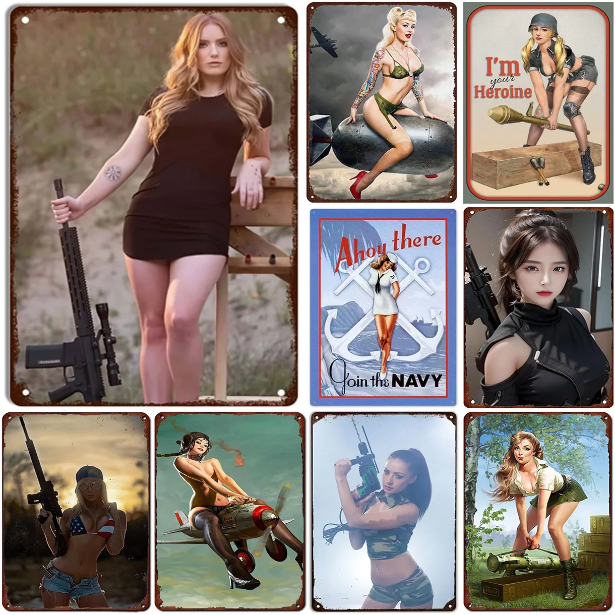 Pinup Girl Metal Tin Signs Pla - Home Bar Cafe ulasan dan harga