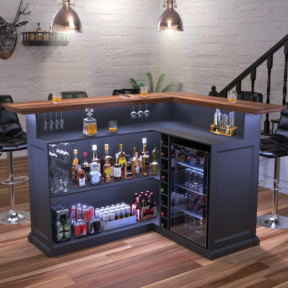 L Shaped Home Bar Cabinet with - Home Bar And Fridge ulasan dan harga