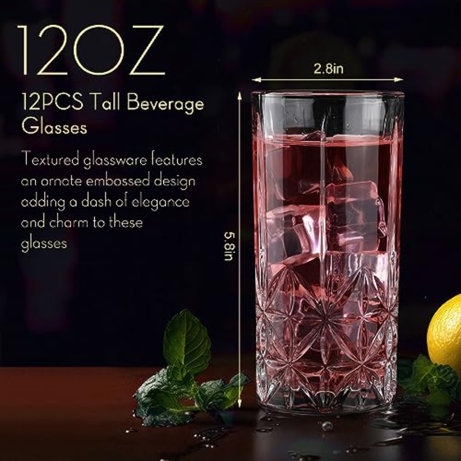 Set of 12 Tall Highball Glasse - Highball Glass Set ulasan dan harga
