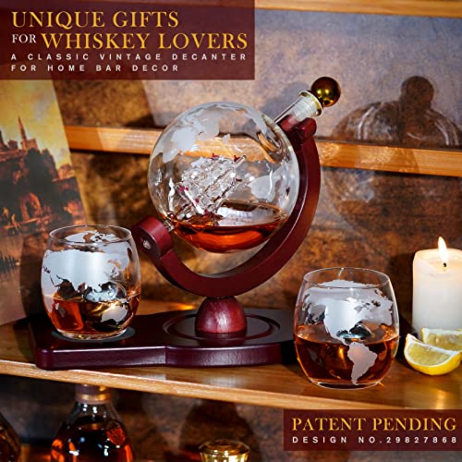Gifts for Men Dad Fathers Day, - Decanter Globe Set ulasan dan harga