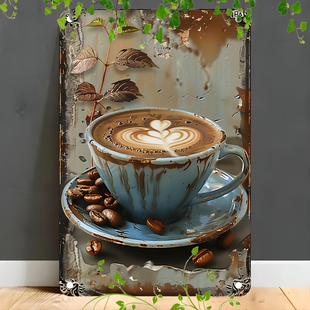 Aluminum Metal Sign, Latte Cof - Home Bar And Coffee ulasan dan harga