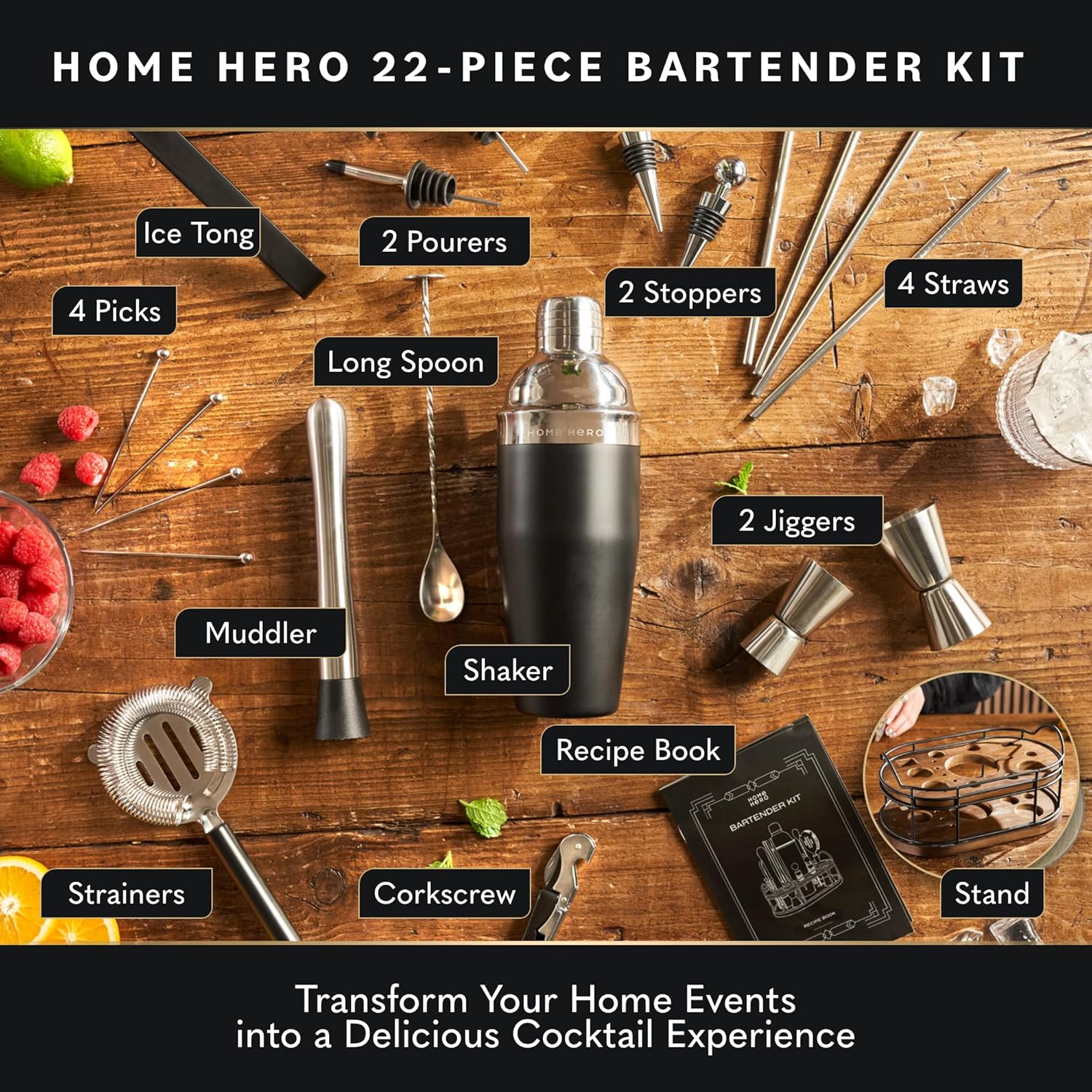 Bartender Kit - 22-Piece Cockt - Cocktail Recipe Book ulasan dan harga