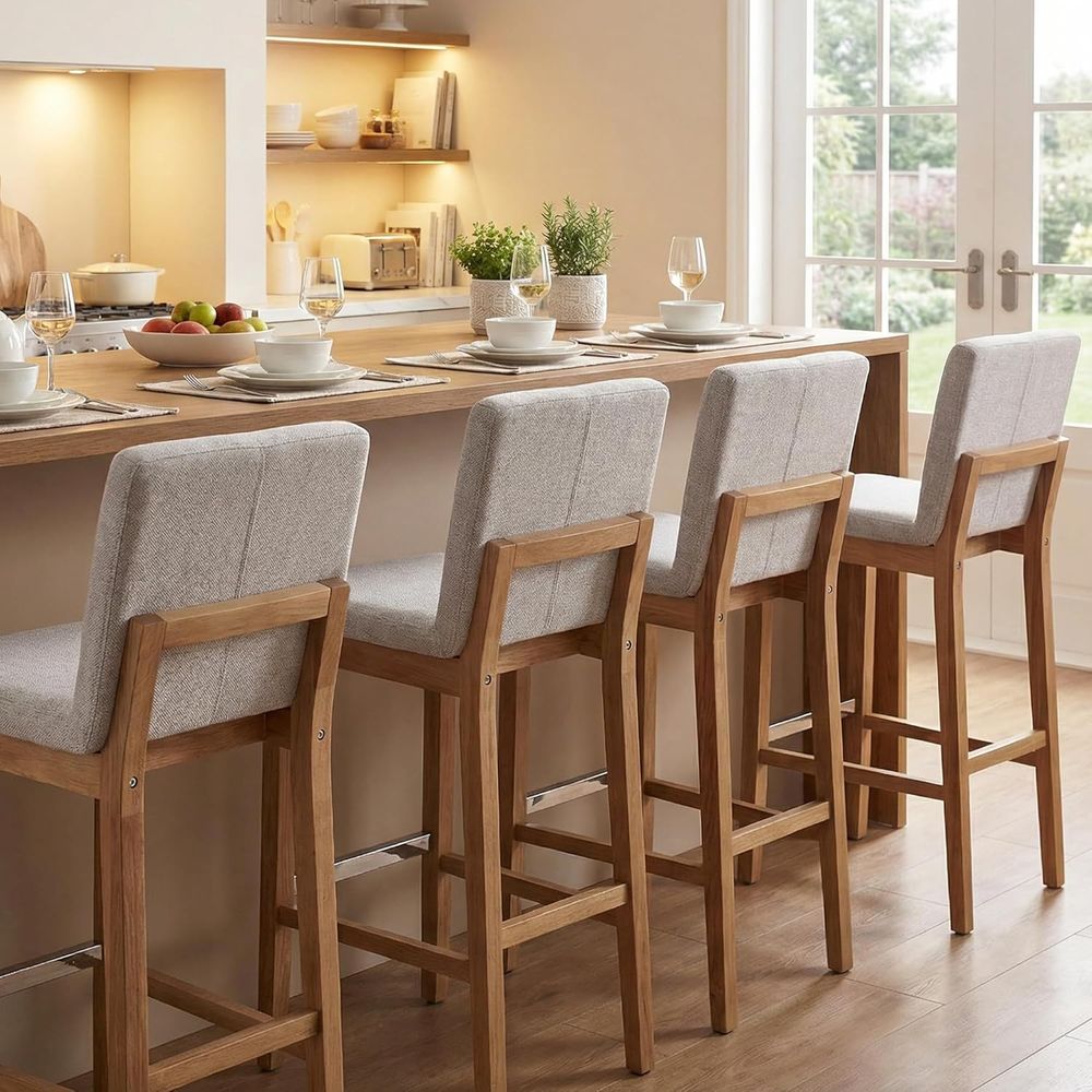 Set of 4 30 Grey Upholstered W - Home Bar Stools ulasan dan harga