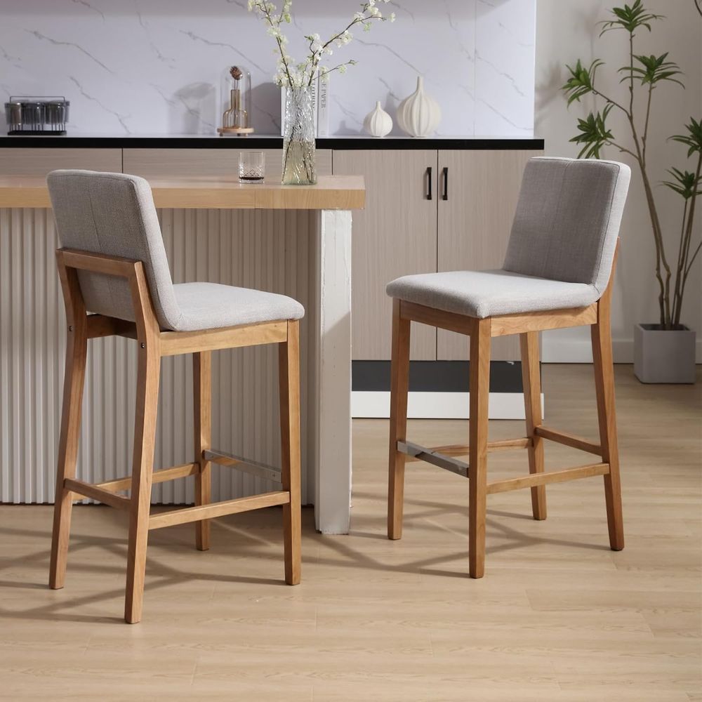 Set of 4 30 Grey Upholstered W - Home Bar Stools ulasan dan harga