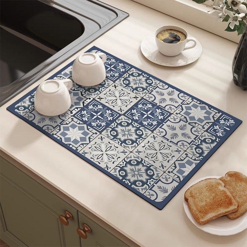 Retro Tile Pattern Absorbent D - Bar Mat Rubber ulasan dan harga