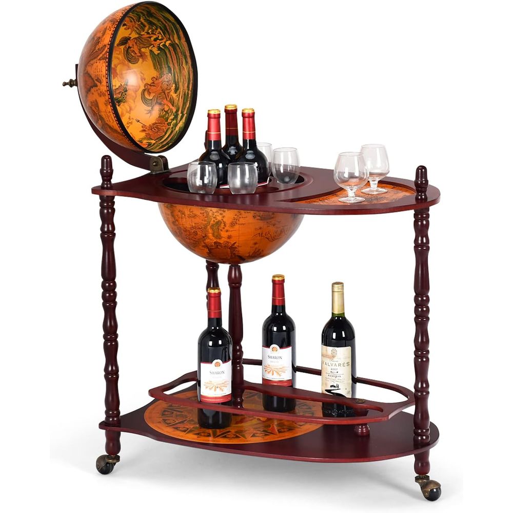Vintage 34.5 Wheeled Globe Bar - Home Bar And Cabinet ulasan dan harga