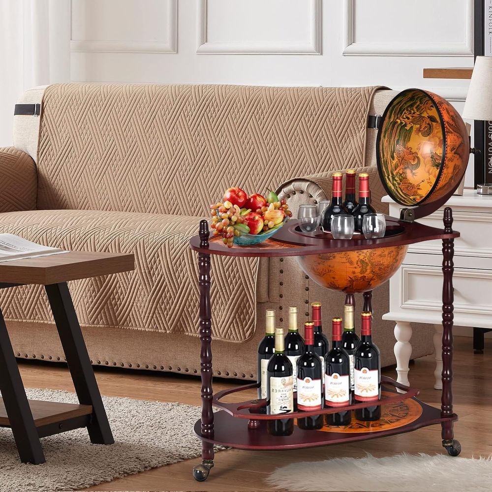 Vintage 34.5 Wheeled Globe Bar - Home Bar And Cabinet ulasan dan harga
