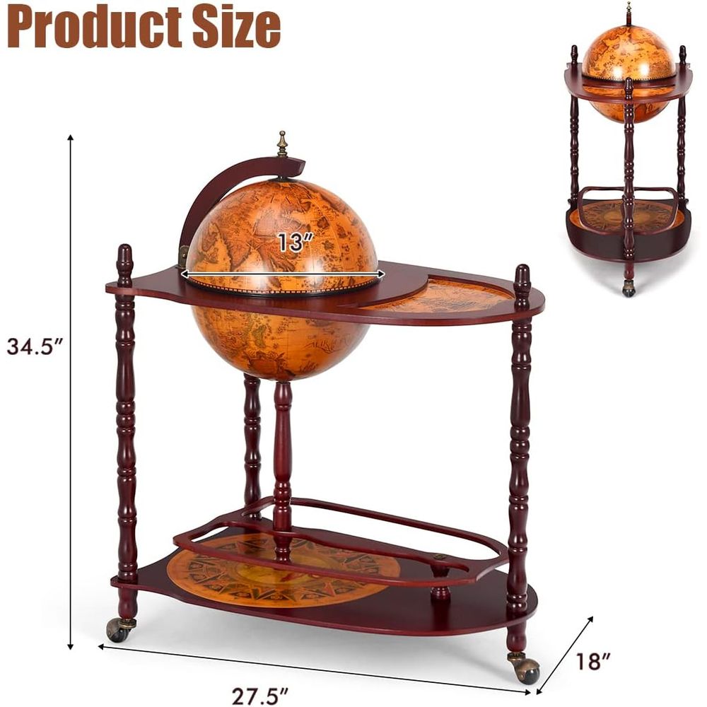 Vintage 34.5 Wheeled Globe Bar - Home Bar And Cabinet ulasan dan harga