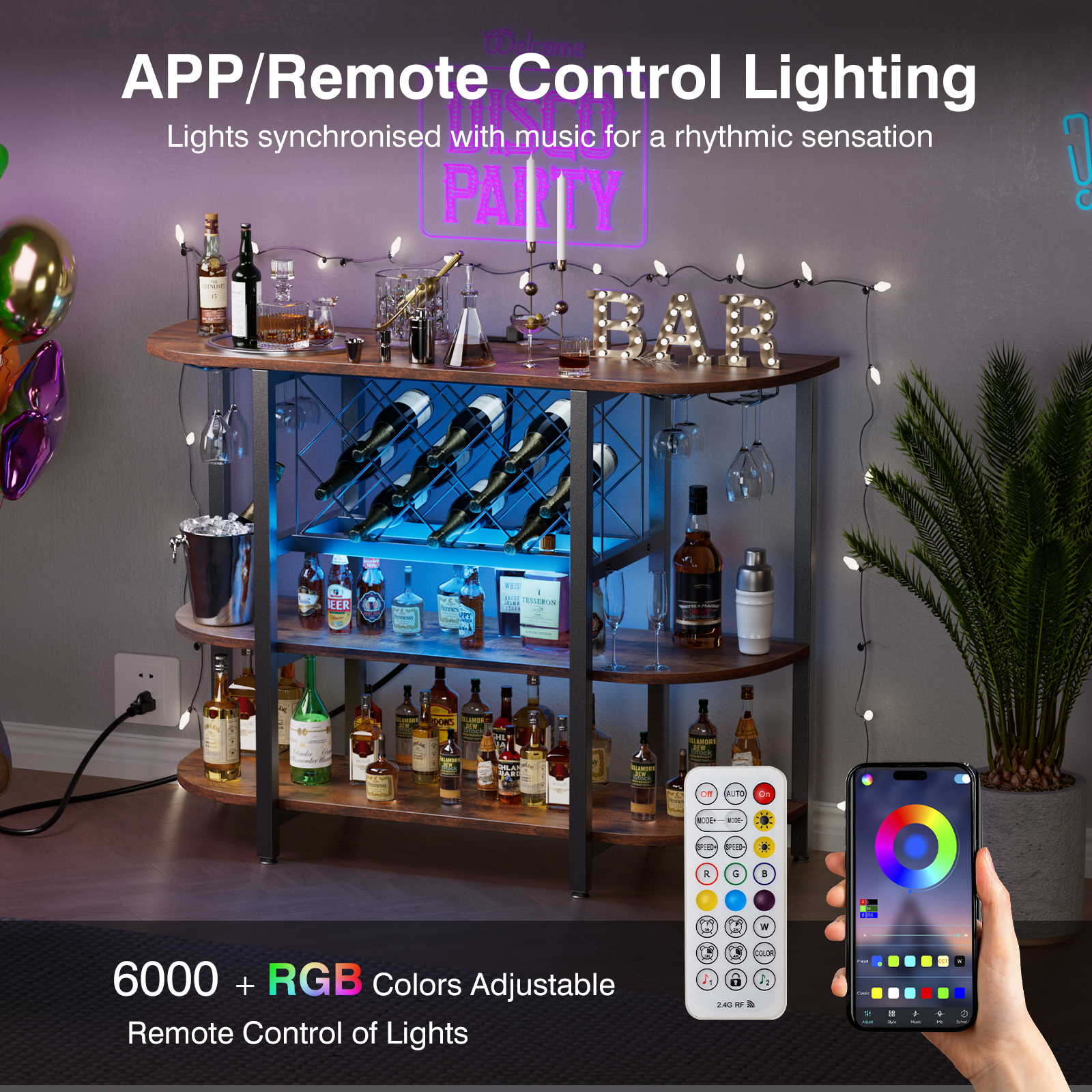 JHK LED Home Bar Cabinet with  - Home Bar And Cabinet ulasan dan harga