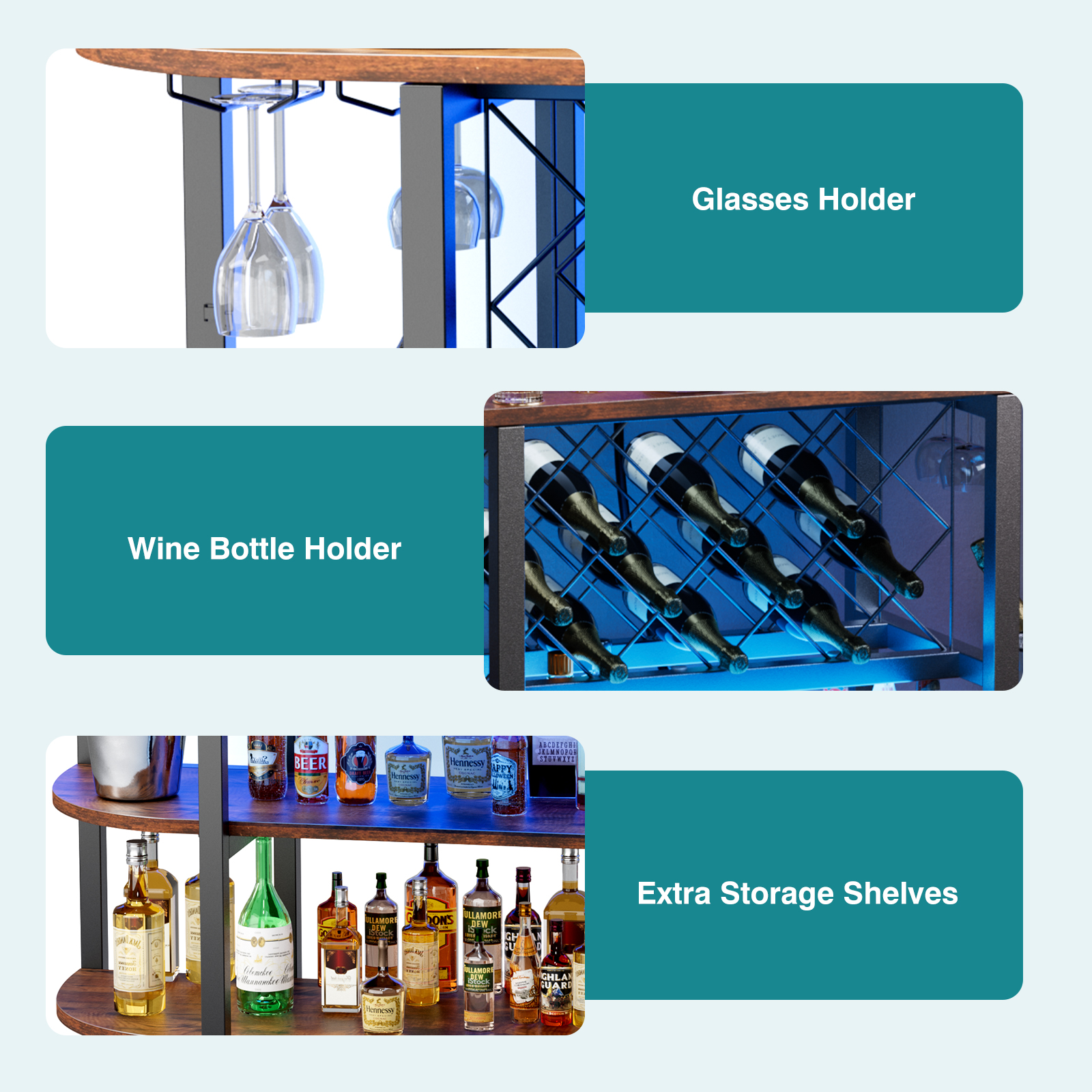 JHK LED Home Bar Cabinet with  - Home Bar And Cabinet ulasan dan harga