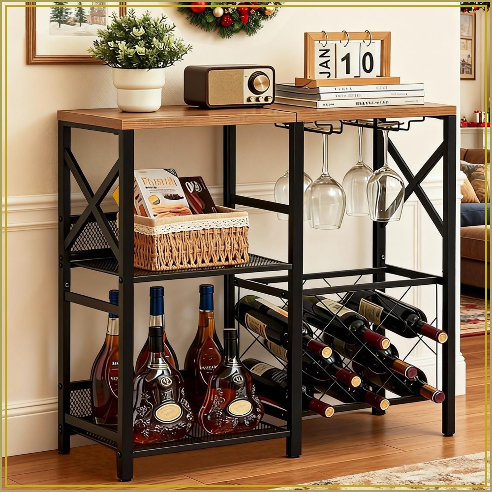 Rustic Freestanding Wine Rack  - Home Bar And Cabinet ulasan dan harga