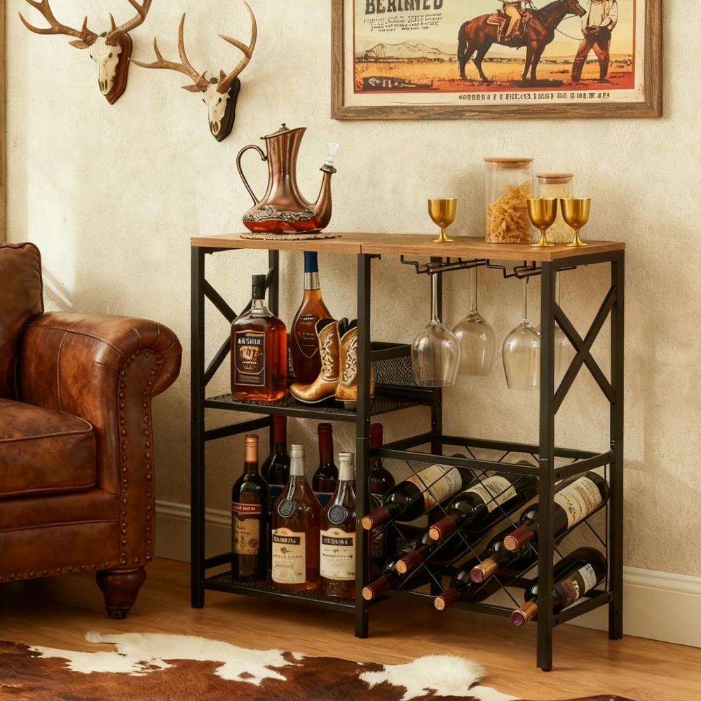 Rustic Freestanding Wine Rack  - Home Bar And Cabinet ulasan dan harga