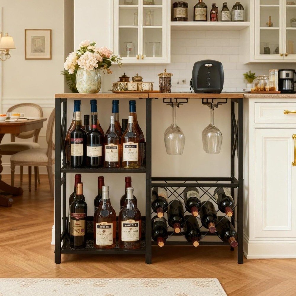 Rustic Freestanding Wine Rack  - Home Bar And Cabinet ulasan dan harga