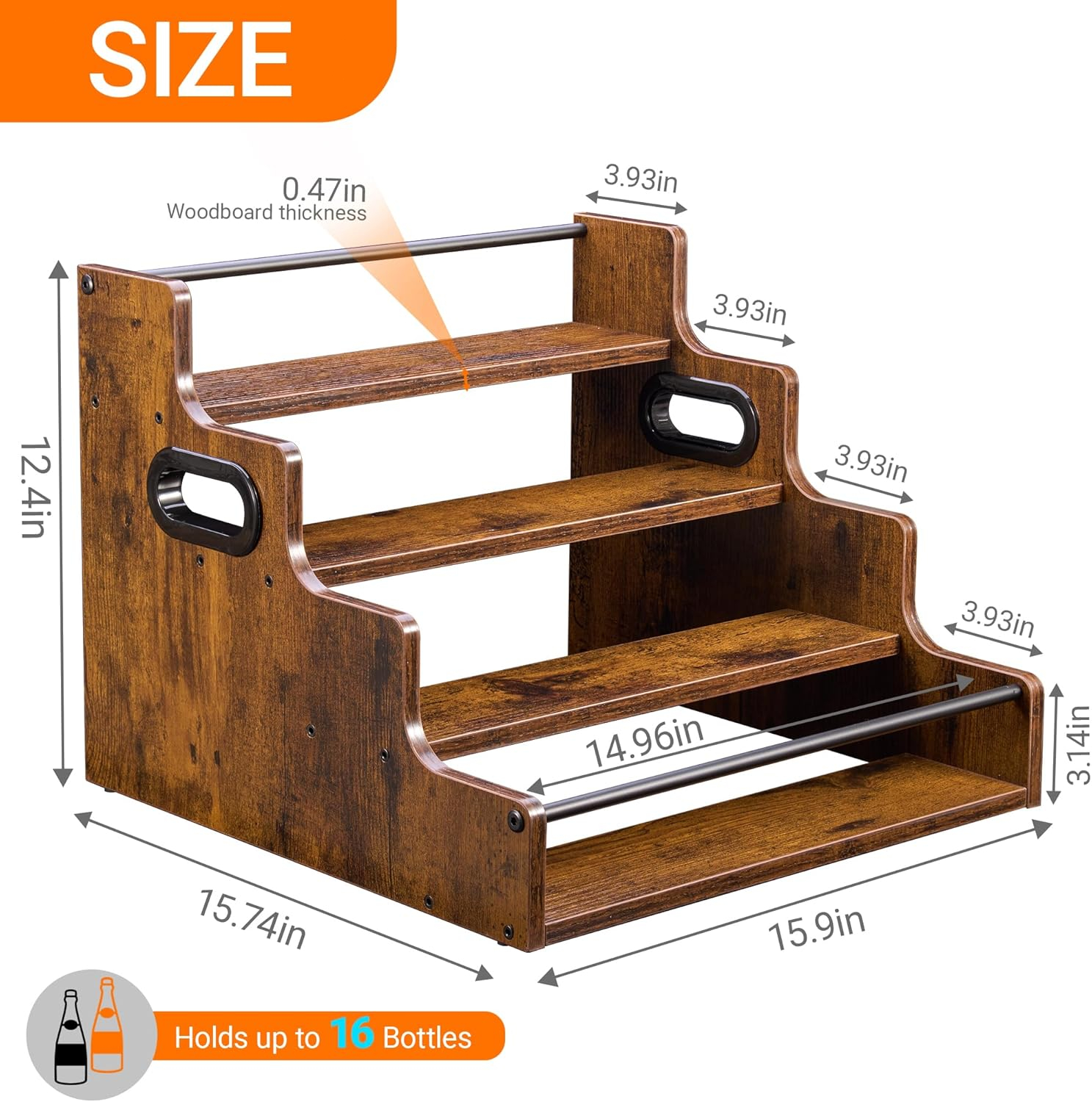 Liquor Bottle Display Shelf, C - Home Bar And Cabinet ulasan dan harga