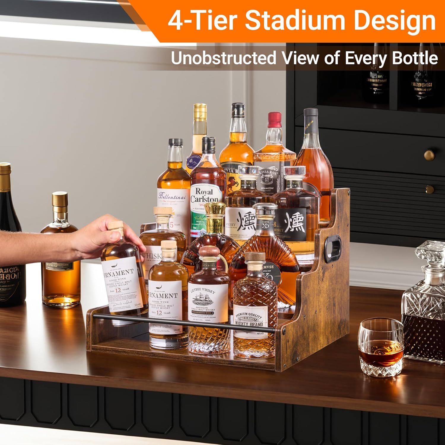 Liquor Bottle Display Shelf, C - Home Bar And Cabinet ulasan dan harga