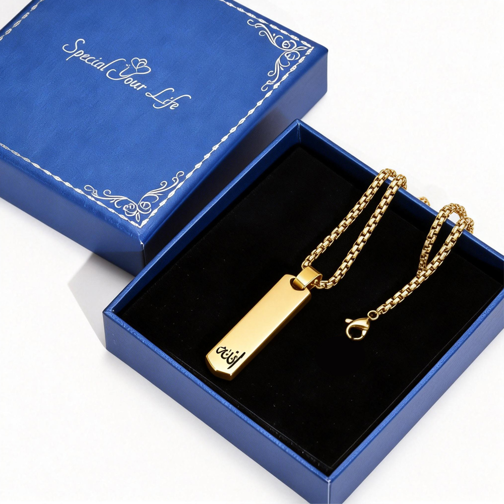 3D Bar Necklace, Cool Simple D - Bar Cart Gold ulasan dan harga