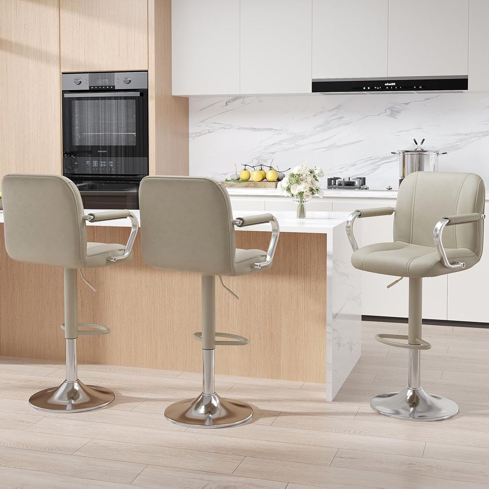 3 Beige Adjustable Swivel Coun - Home Bar Seating ulasan dan harga