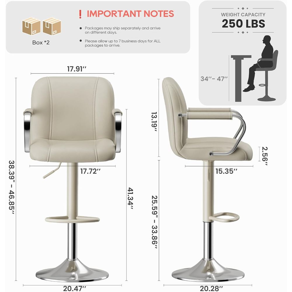 3 Beige Adjustable Swivel Coun - Home Bar Seating ulasan dan harga