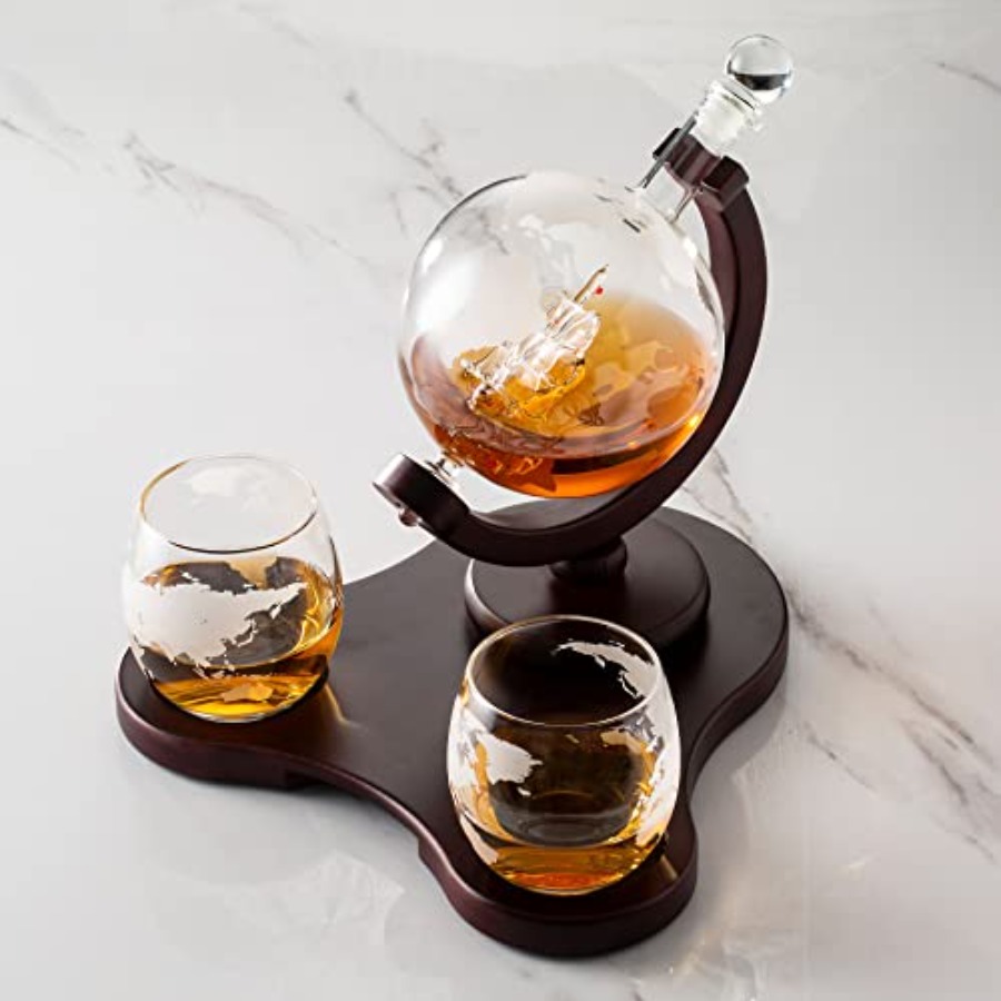 Whiskey Globe Decanter Set wit - Decanter Globe Set ulasan dan harga
