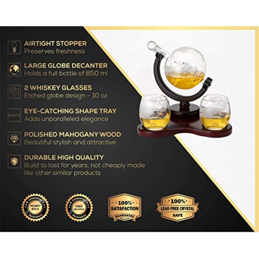 Whiskey Globe Decanter Set wit - Decanter Globe Set ulasan dan harga