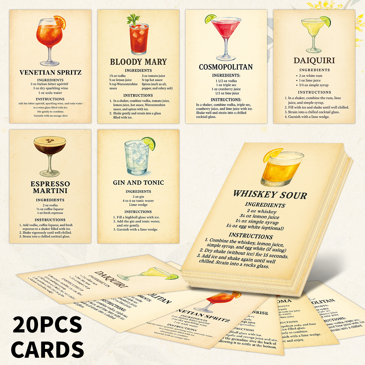 20pcs Cocktail Ingredients Rec - Cocktail Recipe Book ulasan dan harga